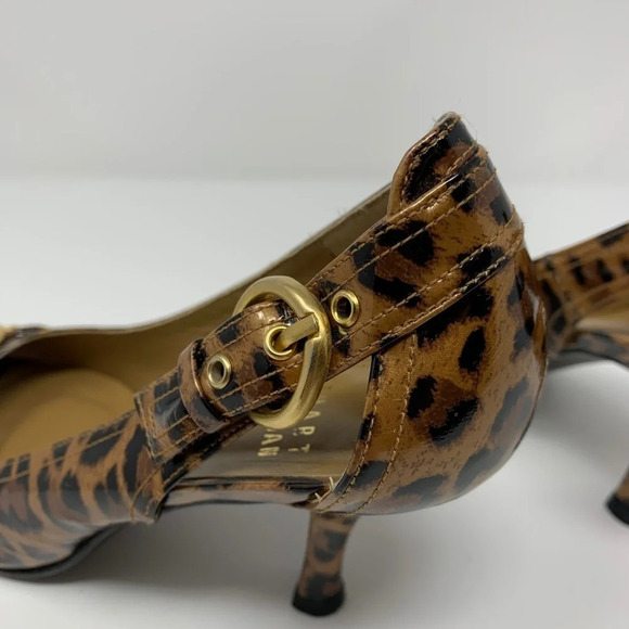 Stuart Weitzman Cheetah Peep‎ Toe Buckle Heels - Picture 6 of 8
